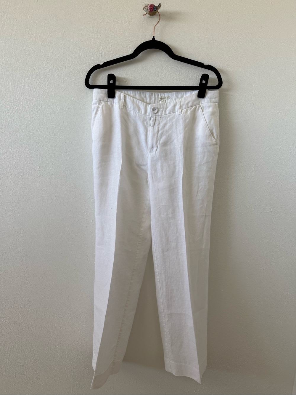 Garnet Hill White Linen-Blend Casual Chinos
